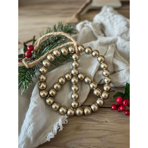Pottery Barn Other - Pottery Barn Handcrafted Metallic Beaded Peace Sign Ornament